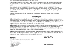 Quyết định 1428/QĐ-UBND thủ tục hành chính lĩnh vực xuất bản in và phát hành Cà Mau 2015