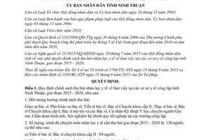 Quyết định 71/2015/QĐ-UBND thu hút nhân lực y tế về làm việc tại các cơ sở y tế công lập Ninh Thuận