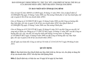 Quyết định 31/2015/QĐ-UBND trình tự thủ tục xét cho phép sử dụng thẻ đi lại doanh nhân APEC Quảng Bình