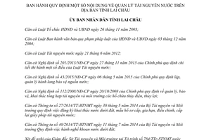 Quyết định 23/2015/QĐ-UBND Quy định một số nội dung quản lý tài nguyên nước Lai Châu