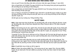 Quyết định 1006/QĐ-UBND-HC biểu mẫu hệ thống chỉ tiêu thống kê cấp tỉnh huyện xã Đồng Tháp 2015