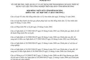 Nghị quyết 24/2015/NQ-HĐND8 quản lý phí cấp giấy phép sử dụng vật liệu nổ công nghiệp Bình Dương