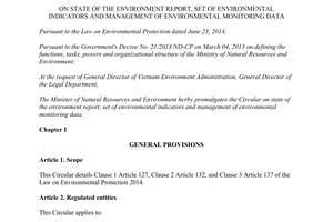 Circular 43/2015/TT-BTNMT environment report set indicators management environmental data