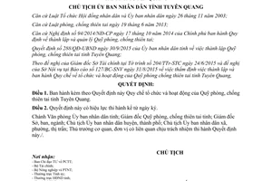 Quyết định 1233/QĐ-UBND Quy chế tổ chức và hoạt động quỹ phòng chống thiên tai Tuyên Quang 2015