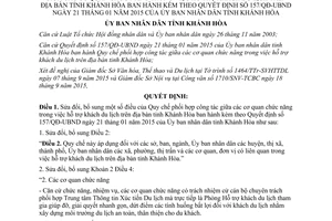 Quyết định 2725/QĐ-UBND sửa đổi quy chế phối hợp công tác hỗ trợ khách du lịch Khánh Hòa 2015