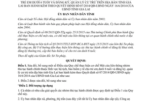 Quyết định 29/2015/QĐ-UBND cơ chế một cửa liên thông thủ tục hành chính hộ tịch bảo hiểm y tế Gia Lai