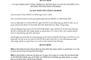 Quyết định 31/2015/QĐ-UBND chức năng nhiệm vụ quyền hạn cơ cấu tổ chức sở công thương Nam Định