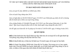 Quyết định 41/2015/QĐ-UBND tiêu chí xét duyệt hồ sơ đề nghị thành lập văn phòng công chứng Kon Tum