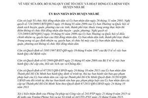 Quyết định 02/2015/QĐ-UBND tổ chức hoạt động bệnh viện huyện Nhà Bè