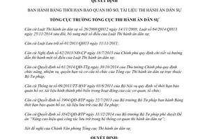 Quyết định 734/QĐ-TCTHADS Bảng thời hạn bảo quản hồ sơ tài liệu thi hành án dân sự 2015