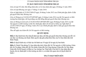 Quyết định 44/2015/QĐ-UBND đấu giá quyền khai thác khoáng sản Bình Thuận