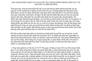 Chỉ thị 24/CT-TTg Đẩy mạnh cải cách thủ tục hành chính lĩnh vực tài nguyên môi trường