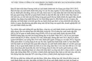 Chỉ thị 1767/CT-UBND cải thiện chỉ số cải cách hành chính An Giang 2015