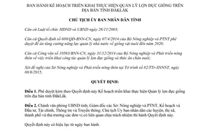 Quyết định 2360/QĐ-UBND Kế hoạch quản lý lợn đực giống ĐắkLắk 2015