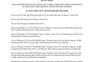 Quyết định 43/2015/QĐ-UBND đơn giá dự toán lập quy hoạch kế hoạch sử dụng đất Hồ Chí Minh