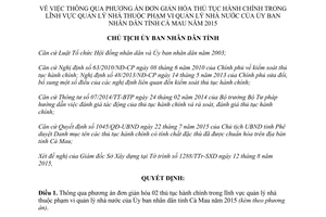 Quyết định số 1273/QĐ-UBND phương án đơn giản hóa thủ tục hành chính lĩnh vực quản lý Cà Mau 2015