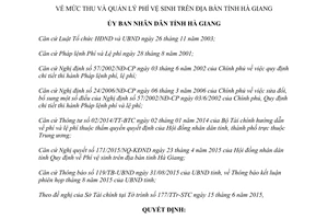 Quyết định 13/2015/QĐ-UBND mức thu và quản lý Phí vệ sinh Hà Giang