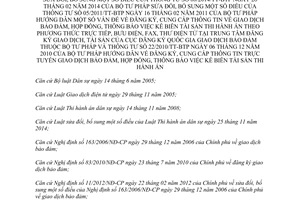 Thông tư 11/2015/TT-BTP đăng ký giao dịch bảo đảm hợp đồng thông báo kê biên tài sản thi hành án