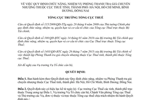 Quyết định 1574/QĐ-TCT Phòng Thanh tra giá chuyển nhượng Hà Nội Hồ Chí Minh Bình Dương Đồng Nai