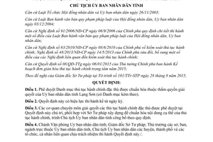 Quyết định 1581/QĐ-UBND thủ tục hành chính đặc thù được chuẩn hóa thuộc Uỷ ban nhân dân Lạng Sơn