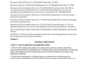Circular No. 139/2015/TT-BTC providing guidance on guarantee for foreign loans on-lent by the Government