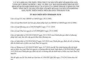 Quyết định 38/2015/QĐ-UBND sửa đổi giá tối thiểu tính thuế tài nguyên đối với khoáng sản vàng Kon Tum