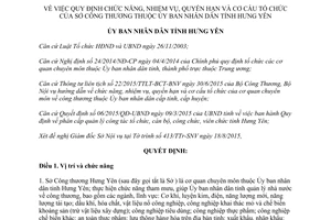 Quyết định 1661/QĐ-UBND chức năng nhiệm vụ quyền hạn cơ cấu tổ chức sở công thương Hưng Yên
