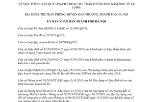 Quyết định 4398/QĐ-UBND phê duyệt Quy hoạch chung tỷ lệ thị trấn Phùng Hà Nội đến 2030