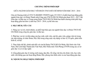 Chương trình phối hợp 782/CTr-BGDĐT-TWĐTN giữa ngành giáo dục đoàn thanh niên Hồ Chí Minh