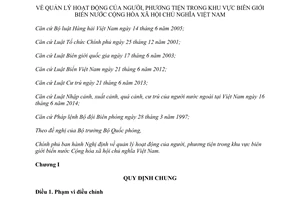 Nghị định 71/2015/NĐ-CP quản lý hoạt động người phương tiện trong khu vực biên giới biển Việt Nam