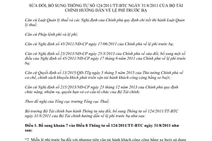 Thông tư 140/2015/TT-BTC sửa đổi Thông tư 124/2011/TT-BTC hướng dẫn về lệ phí trước bạ