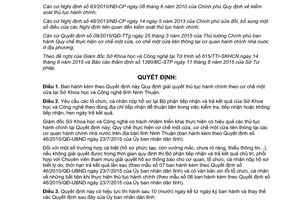 Quyết định 61/2015/QĐ-UBND thủ tục hành chính cơ chế một cửa Sở Khoa học Công nghệ Ninh Thuận