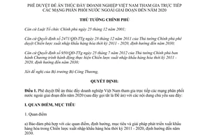 Quyết định 1513/QĐ-TTg Thúc đẩy doanh nghiệp Việt Nam tham gia trực tiếp mạng phân phối nước ngoài