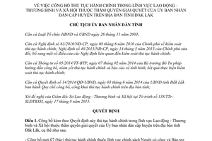Quyết định 2387/QĐ-UBND thủ tục hành chính trong lĩnh vực lao động thương binh xã hội Đắk Lắk