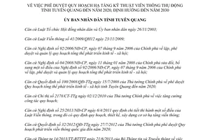 Quyết định 256/QĐ-UBND Quy hoạch hạ tầng kỹ thuật viễn thông thụ động Tuyên Quang