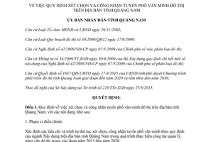 Quyết định 3170/QĐ-UBND xét chọn công nhận tuyến phố văn minh đô thị Quảng Nam