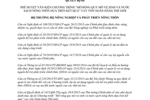 Quyết định 3606/QĐ-BNN-HTQT Mở rộng vệ sinh nước sạch nông thôn vay vốn Ngân hàng Thế giới 2015