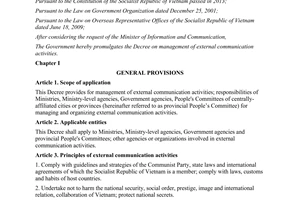 Decree No. 72/2015/ND-CP management of external communication activities