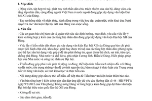 Hướng dẫn 160-HD/BTGTW lấy tổng hợp ý kiến nhân dân đóng góp dự thảo văn kiện đại hội Đảng qua báo chí 2015