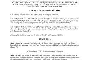 Quyết định 1887/QĐ-UBND thủ tục hành chính công thương tại ủy ban huyện Quảng Trị 2015