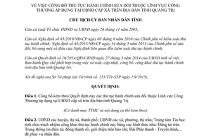 Quyết định 1888/QĐ-UBND công bố thủ tục hành chính công thương tại ủy ban xã trên Quảng Trị 2015