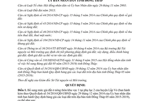 Quyết định 43/2015/QĐ-UBND bổ sung giá đất tại 34/2014/QĐ-UBND Đồng Tháp 2015 2019