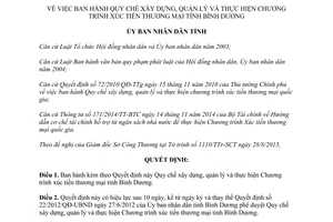 Quyết định 35/2015/QĐ-UBND xây dựng quản lý thực hiện chương trình xúc tiến thương mại Bình Dương