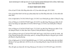 Quyết định 36/2015/QĐ-UBND Quy chế quản lý sử dụng kinh phí khuyến công Bình Dương