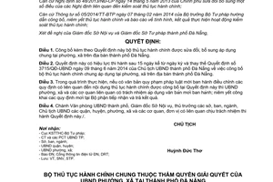 Quyết định 6415/QĐ-UBND thủ tục hành chính thuộc thẩm quyền giải quyết ủy ban nhân dân Đà Nẵng 2015