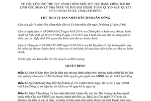 Quyết định 1915/QĐ-UBND thủ tục hành chính lĩnh vực quản lý nhà nước về đất đai Lâm Đồng