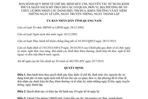 Quyết định 26/2015/QĐ-UBND chi sử dụng kinh phí mức ngân sách tổ chức danh hiệu thi đua Quảng Nam