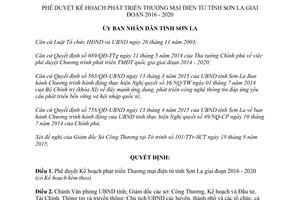 Quyết định 2021/QĐ-UBND Kế hoạch phát triển thương mại điện tử Sơn La giai đoạn 2016 2020