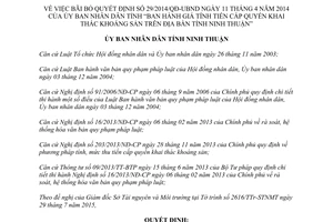 Quyết định 366/QĐ-UBND bãi bỏ quyết định giá tính tiền cấp quyền khai thác khoáng sản Ninh Thuận 2015