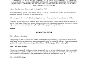 Thông tư 46/2015/TT-BGTVT tải trọng khổ giới hạn lưu hành xe quá tải trọng quá khổ giới hạn đường bộ